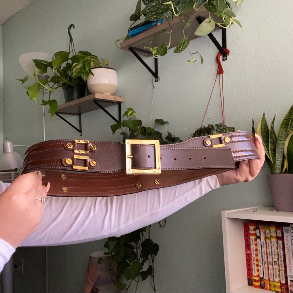 tory burch rich brown belt